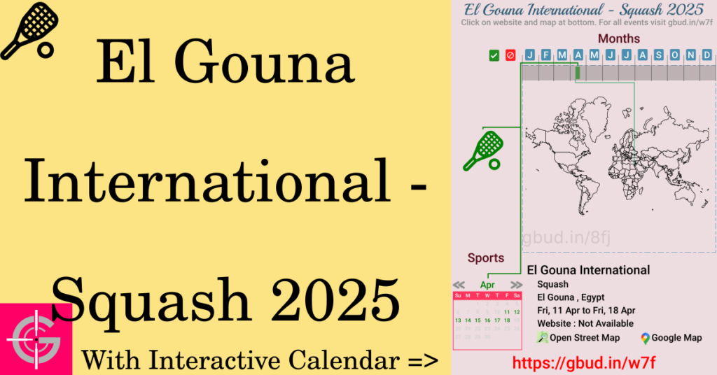 Sport event in 2025, El Gouna International - Squash 2025