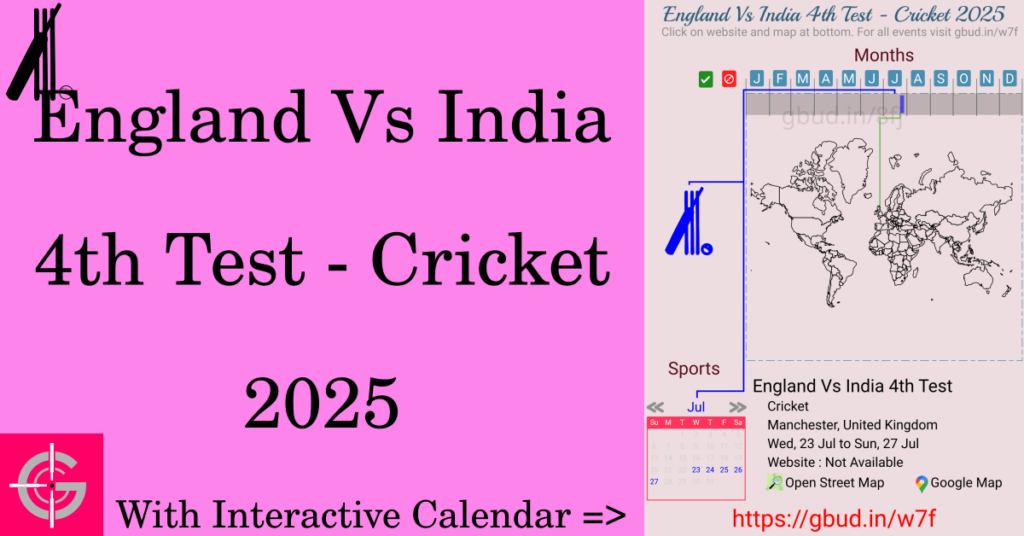 Sport event in 2025, England Vs India 4th Test - Cricket 2025