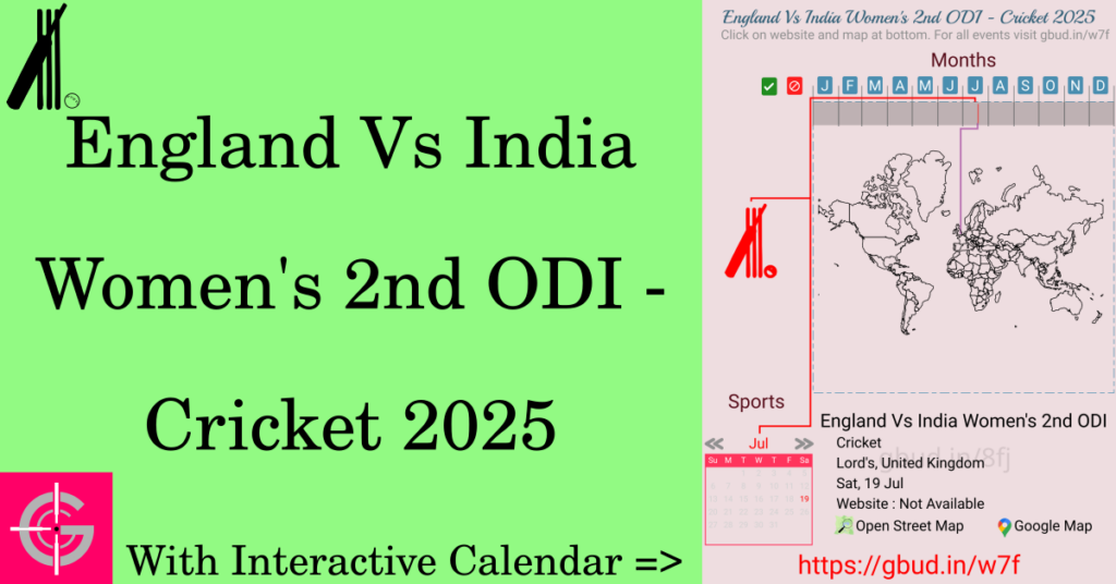 Sport event in 2025, England Vs India Women's 2nd ODI - Cricket 2025