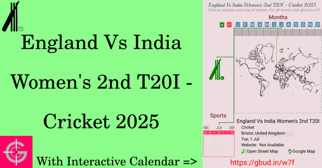 Sport event in 2025, England Vs India Women's 2nd T20I - Cricket 2025