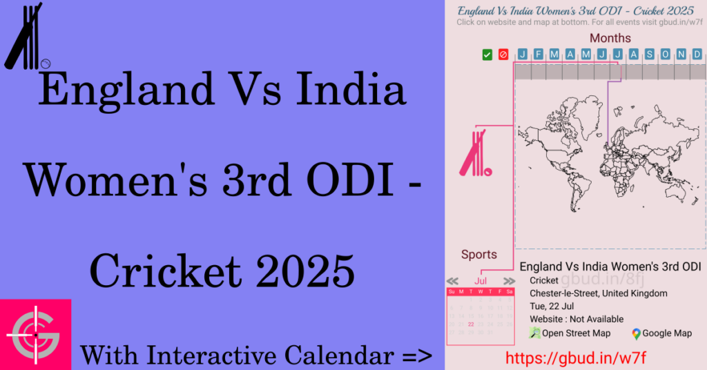 Sport event in 2025, England Vs India Women's 3rd ODI - Cricket 2025