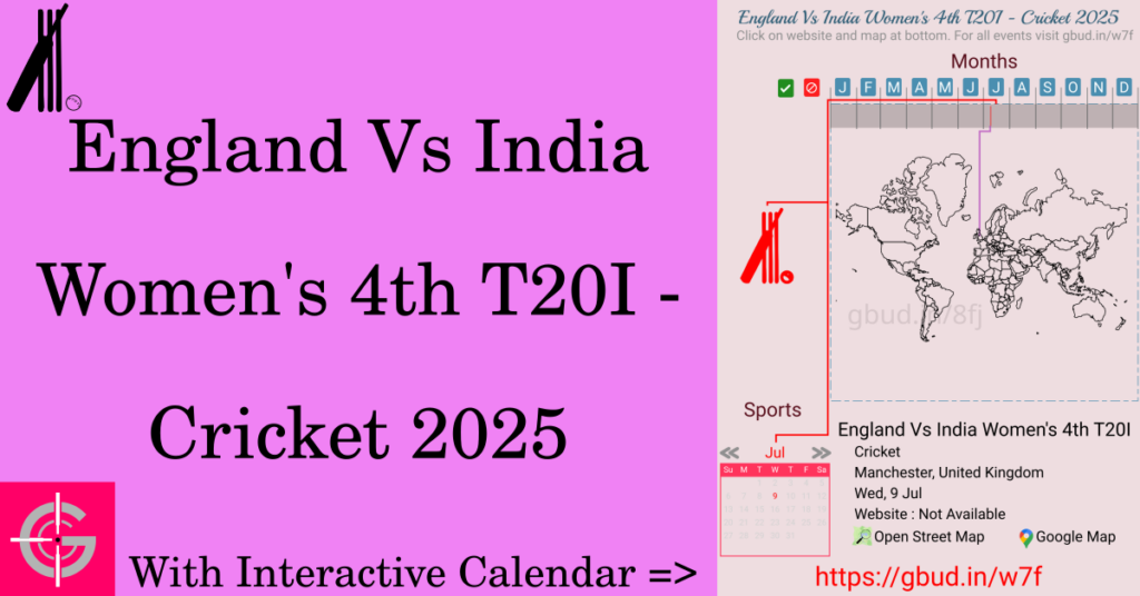 Sport event in 2025, England Vs India Women's 4th T20I - Cricket 2025