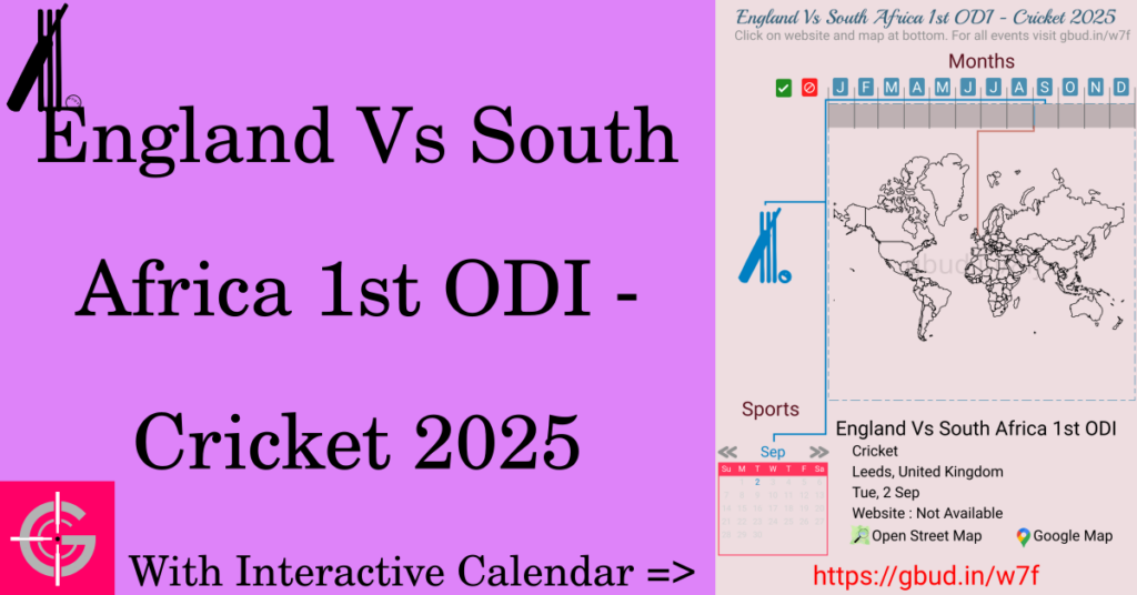 Sport event in 2025, England Vs South Africa 1st ODI - Cricket 2025