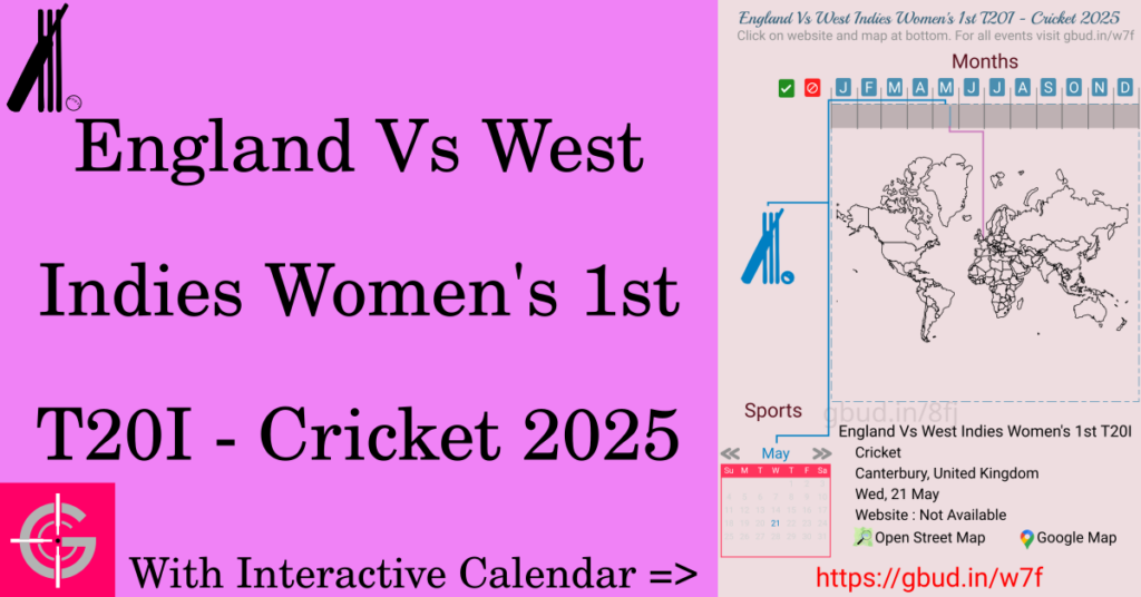 Sport event in 2025, England Vs West Indies Women's 1st T20I - Cricket 2025