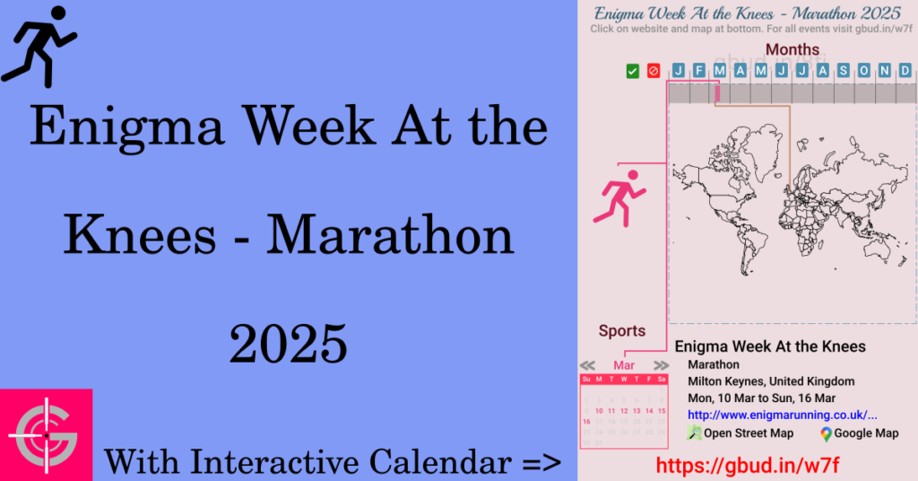 Sport event in 2025, Enigma Week At the Knees - Marathon 2025