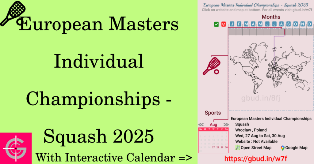 Sport event in 2025, European Masters Individual Championships - Squash 2025