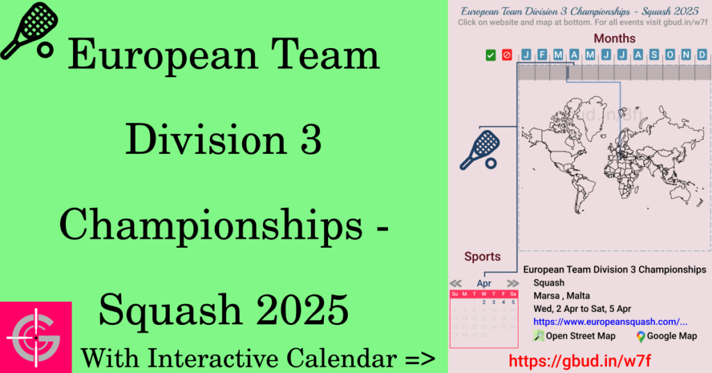 Sport event in 2025, European Team Division 3 Championships - Squash 2025