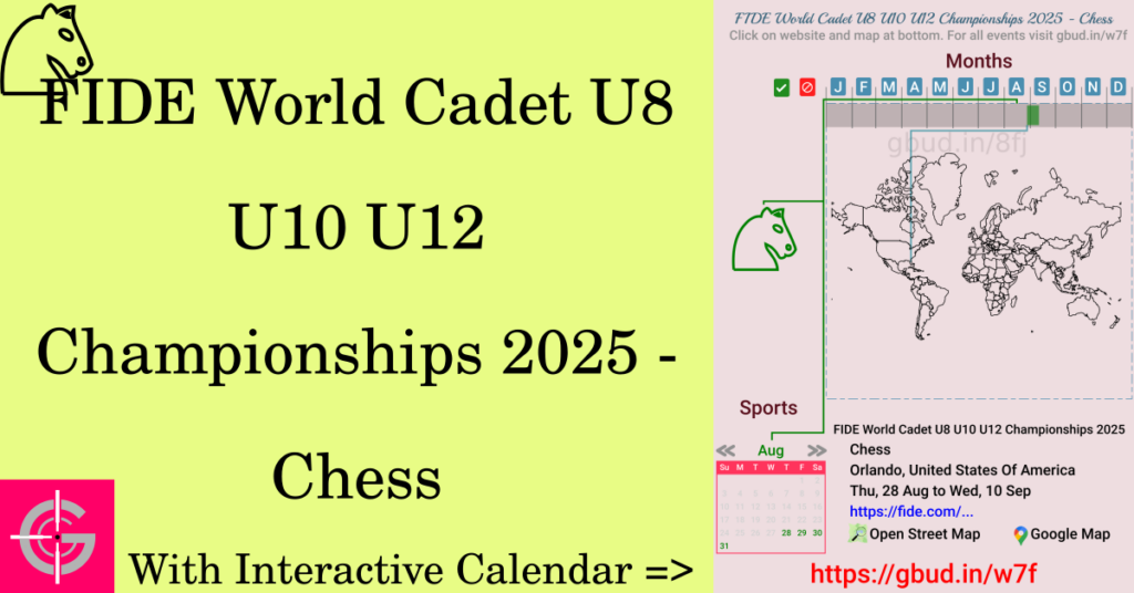 Sport event in 2025, FIDE World Cadet U8 U10 U12 Championships 2025 - Chess