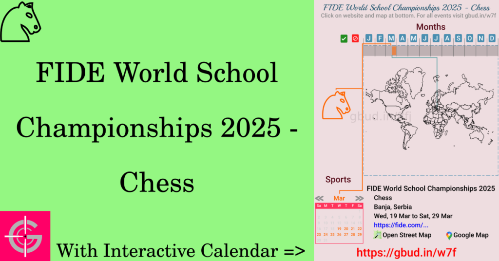 Sport event in 2025, FIDE World School Championships 2025 - Chess