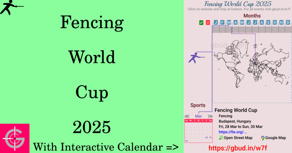 Sport event in 2025, Fencing World Cup 2025