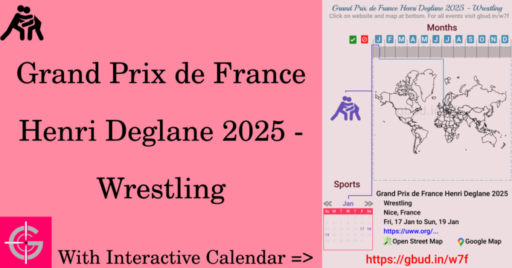 Sport event in 2025, Grand Prix de France Henri Deglane 2025 - Wrestling