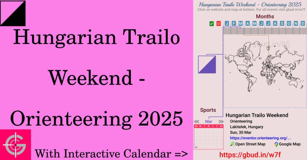 Sport event in 2025, Hungarian Trailo Weekend - Orienteering 2025