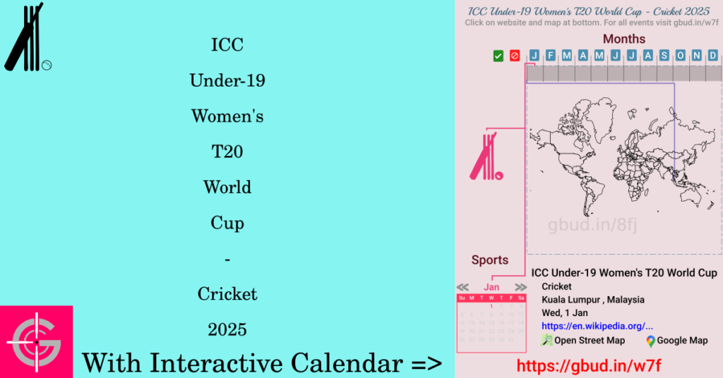 Sport event in 2025, ICC Under-19 Women's T20 World Cup - Cricket 2025