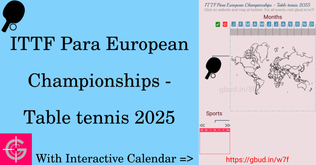 Sport event in 2025, ITTF Para European Championships - Table tennis 2025