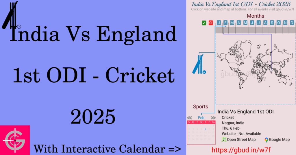 Sport event in 2025, India Vs England 1st ODI - Cricket 2025