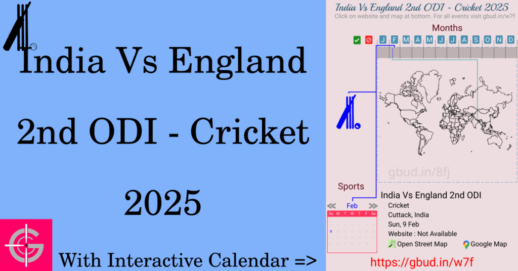 Sport event in 2025, India Vs England 2nd ODI - Cricket 2025