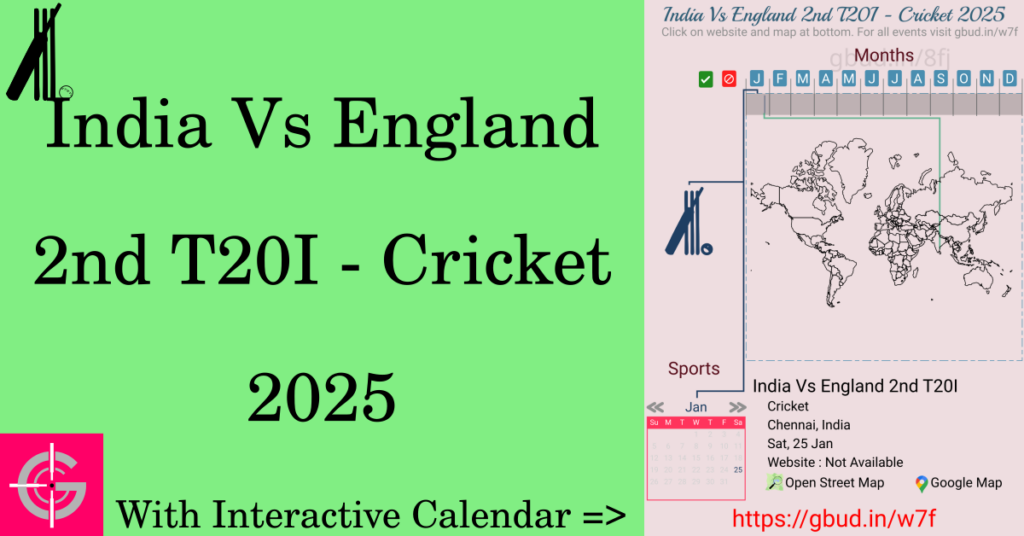 Sport event in 2025, India Vs England 2nd T20I - Cricket 2025