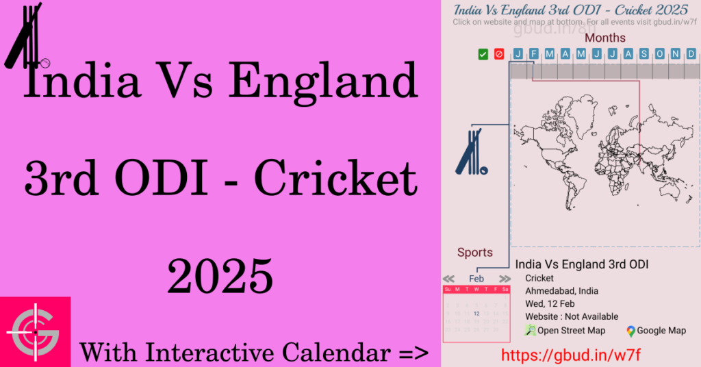 Sport event in 2025, India Vs England 3rd ODI - Cricket 2025