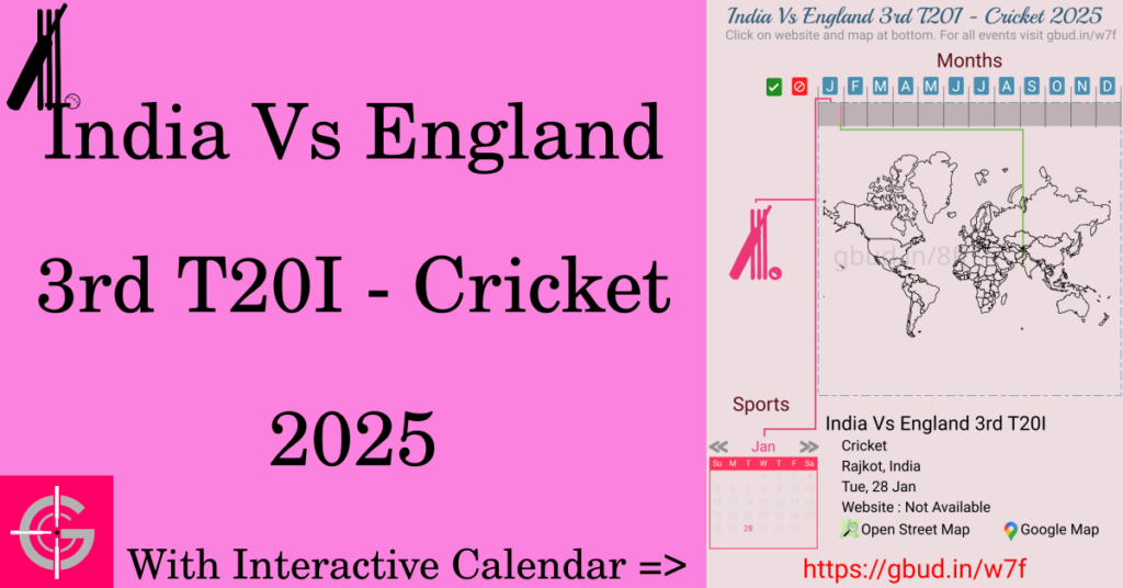 Sport event in 2025, India Vs England 3rd T20I - Cricket 2025