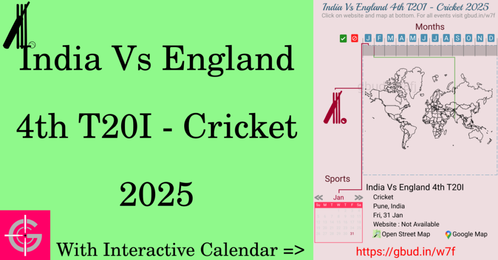 Sport event in 2025, India Vs England 4th T20I - Cricket 2025