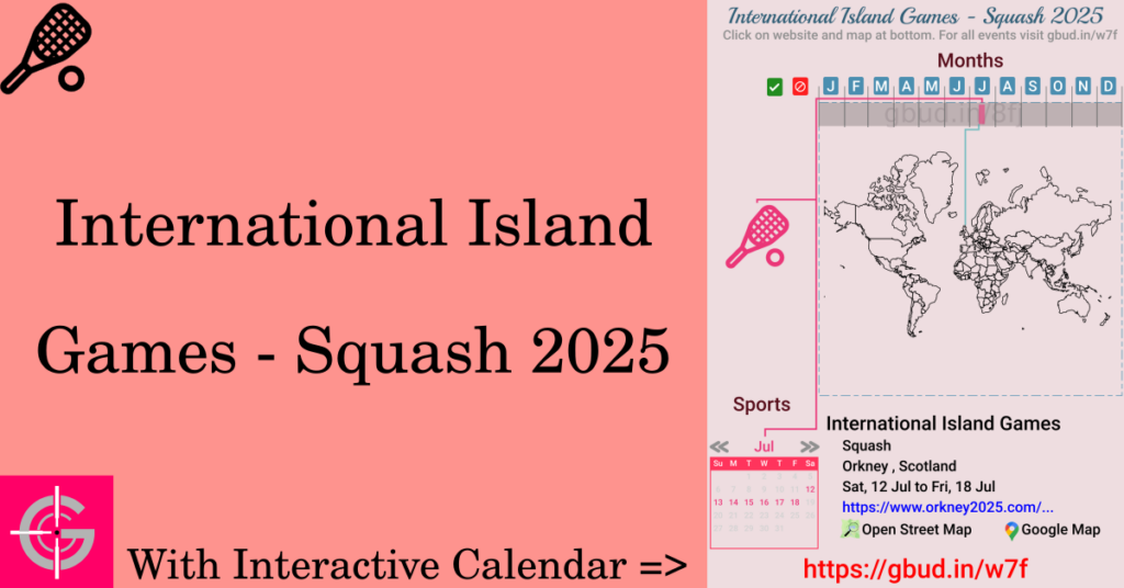 Sport event in 2025, International Island Games - Squash 2025