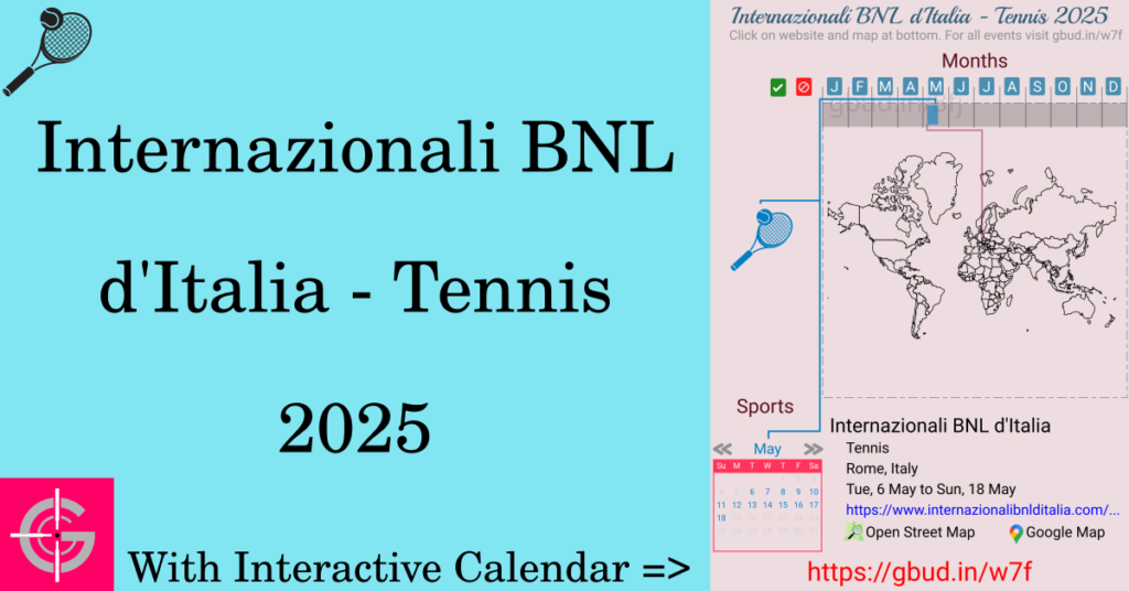 Sport event in 2025, Internazionali BNL d'Italia - Tennis 2025