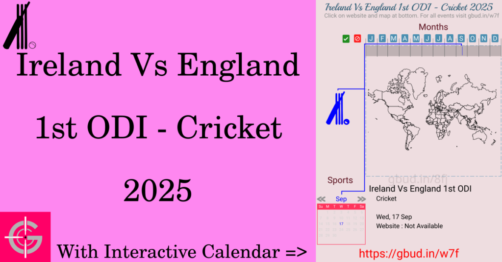 Sport event in 2025, Ireland Vs England 1st ODI - Cricket 2025