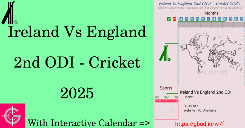 Sport event in 2025, Ireland Vs England 2nd ODI - Cricket 2025