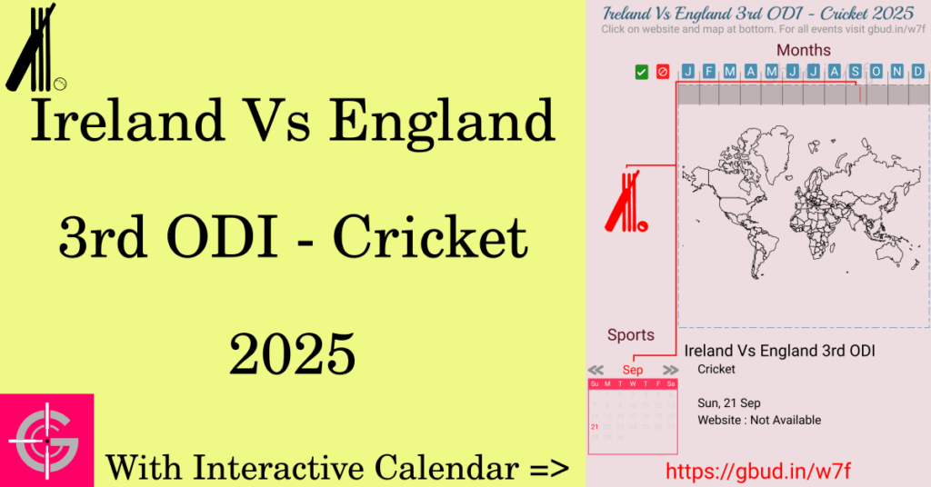 Sport event in 2025, Ireland Vs England 3rd ODI - Cricket 2025