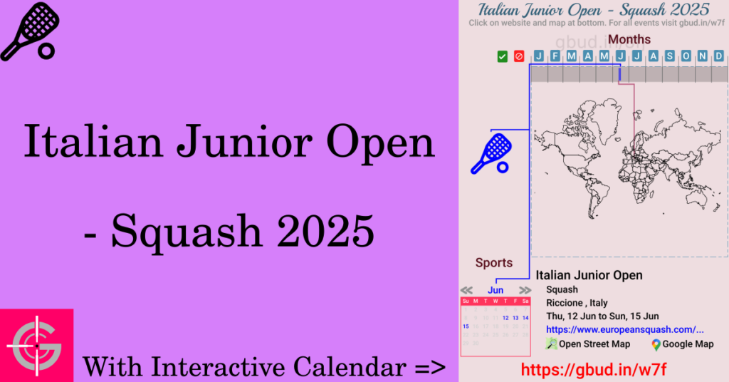 Sport event in 2025, Italian Junior Open - Squash 2025