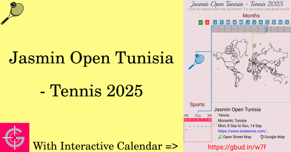 Sport event in 2025, Jasmin Open Tunisia - Tennis 2025