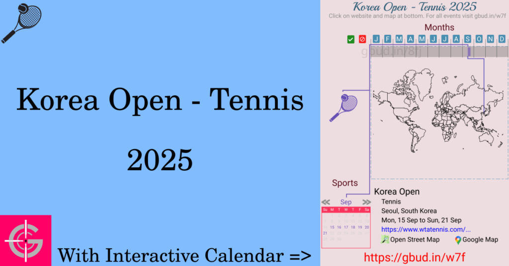 Sport event in 2025, Korea Open - Tennis 2025