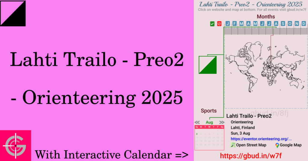 Sport event in 2025, Lahti Trailo - Preo2 - Orienteering 2025