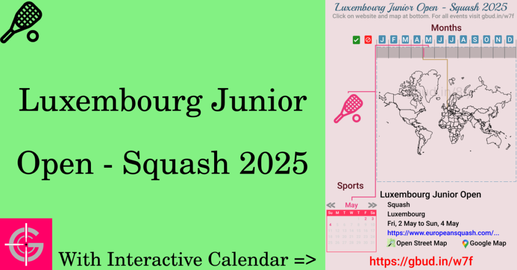 Sport event in 2025, Luxembourg Junior Open - Squash 2025