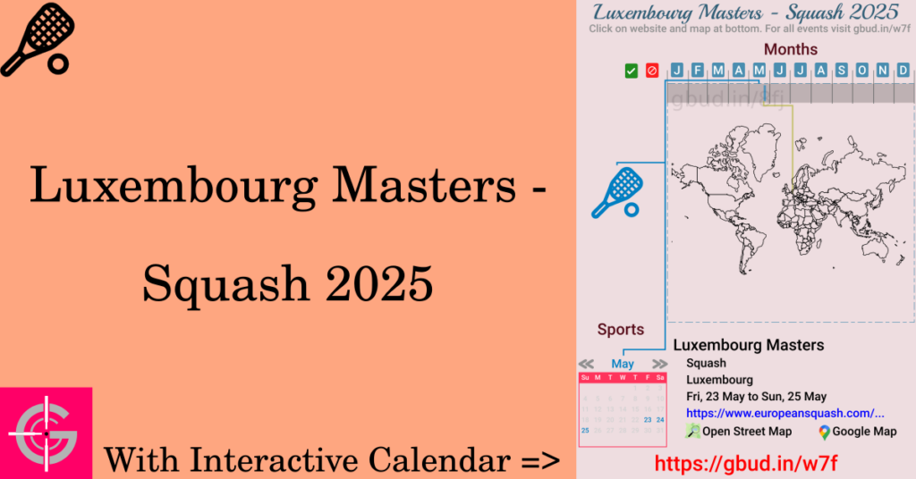 Sport event in 2025, Luxembourg Masters - Squash 2025