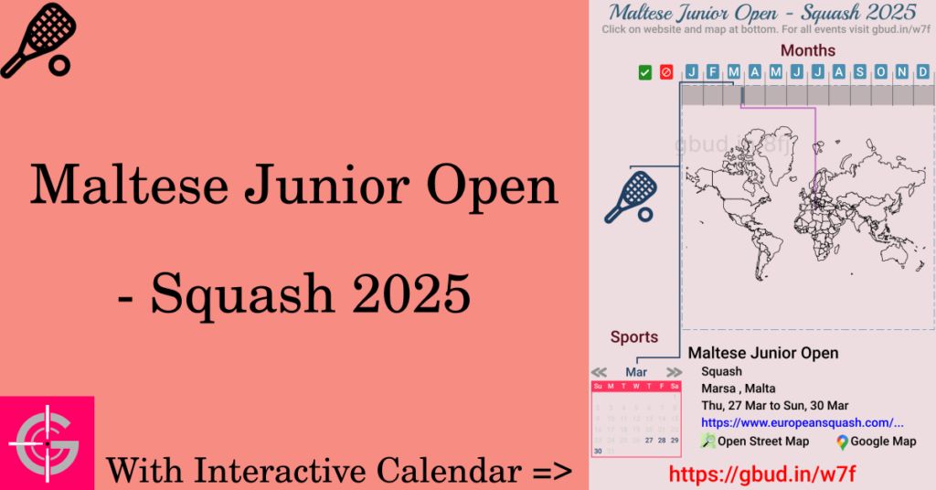 Sport event in 2025, Maltese Junior Open - Squash 2025