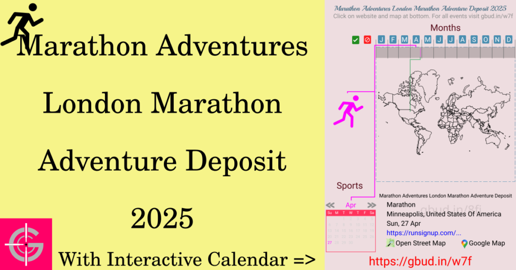 Sport event in 2025, Marathon Adventures London Marathon Adventure Deposit 2025