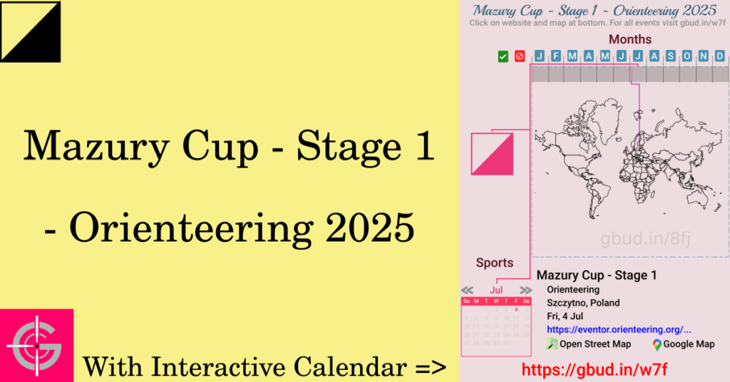 Sport event in 2025, Mazury Cup - Stage 1 - Orienteering 2025