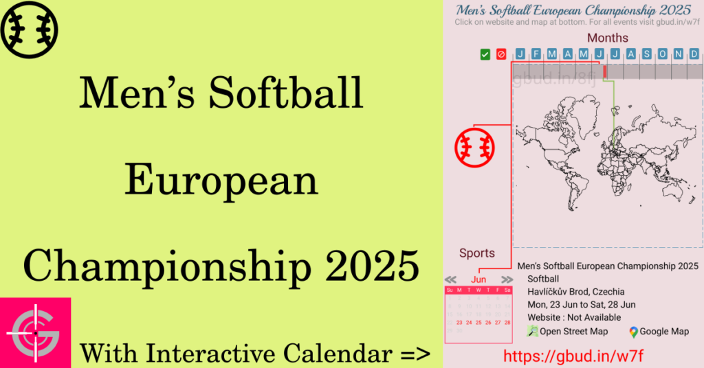 Sport event in 2025, Men’s Softball European Championship 2025