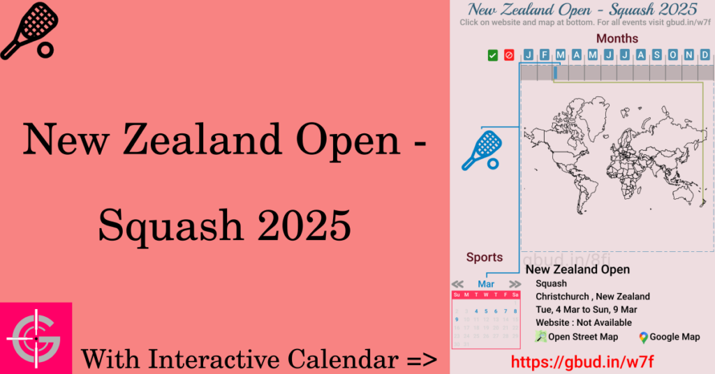 Sport event in 2025, New Zealand Open - Squash 2025