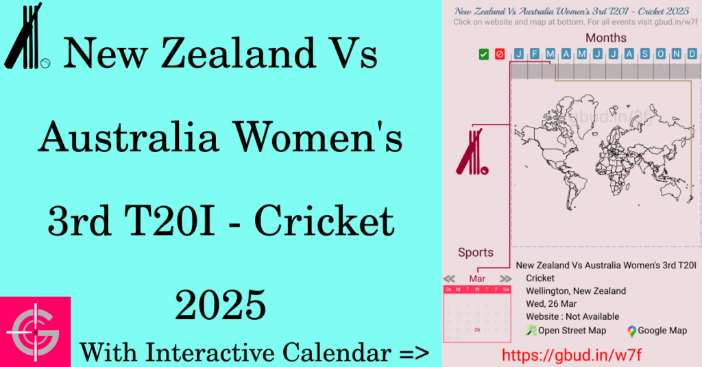 Sport event in 2025, New Zealand Vs Australia Women's 3rd T20I - Cricket 2025