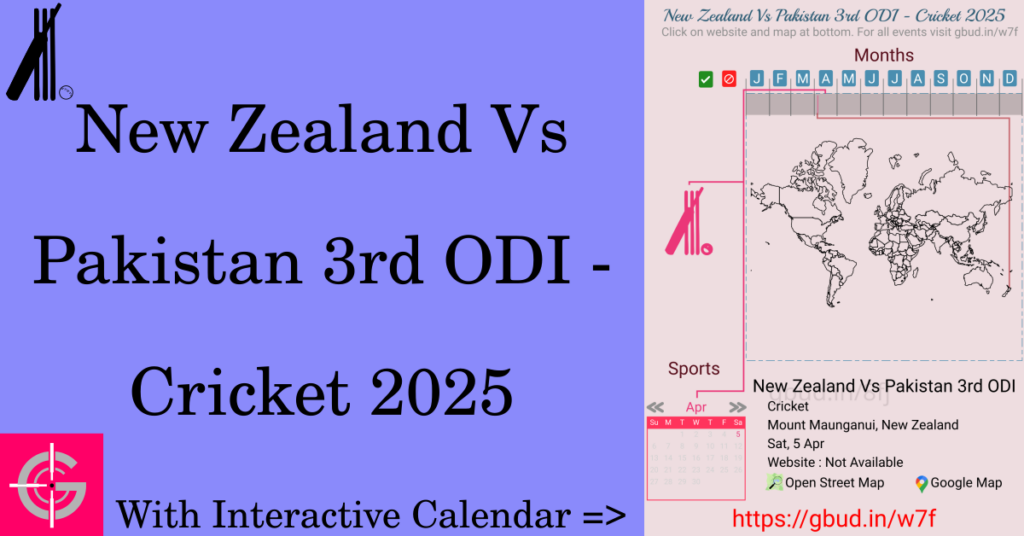 Sport event in 2025, New Zealand Vs Pakistan 3rd ODI - Cricket 2025