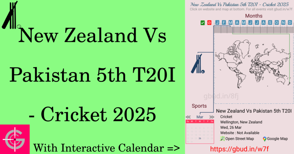 Sport event in 2025, New Zealand Vs Pakistan 5th T20I - Cricket 2025