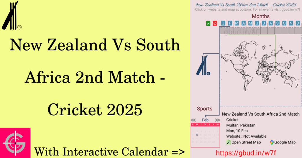 Sport event in 2025, New Zealand Vs South Africa 2nd Match - Cricket 2025