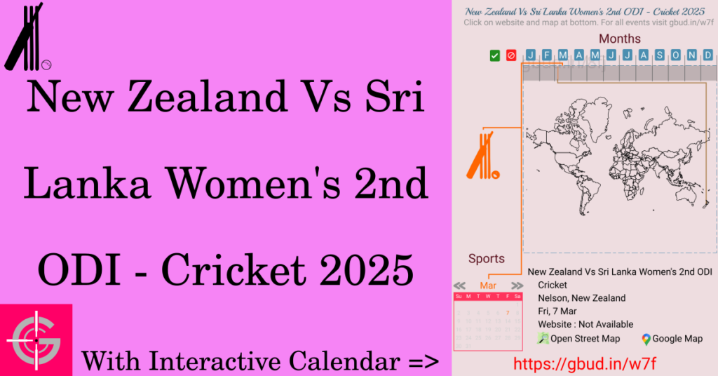 Sport event in 2025, New Zealand Vs Sri Lanka Women's 2nd ODI - Cricket 2025