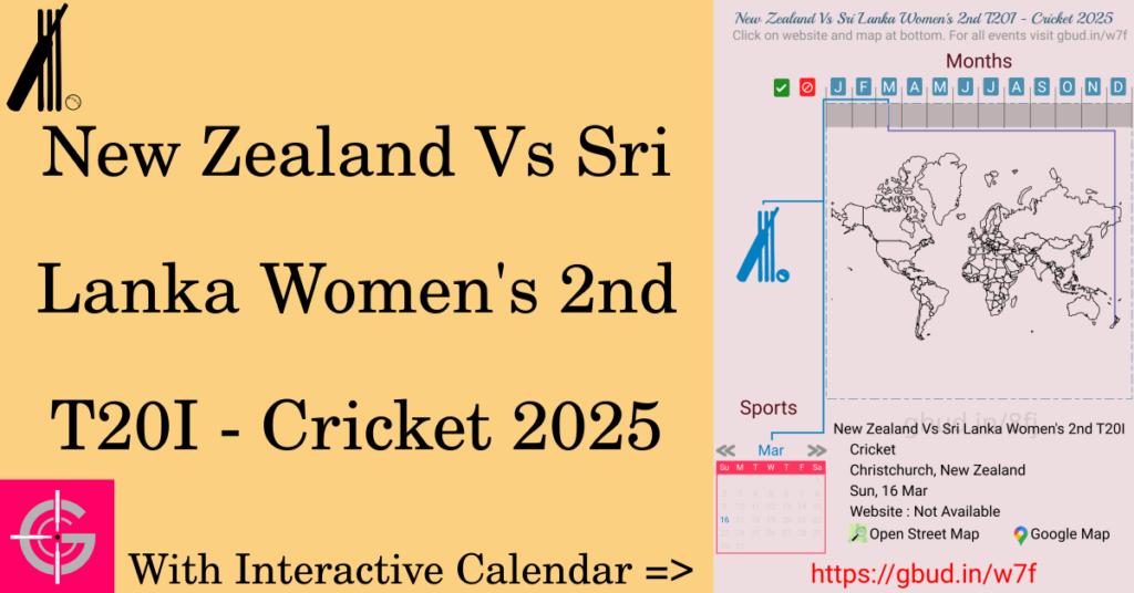 Sport event in 2025, New Zealand Vs Sri Lanka Women's 2nd T20I - Cricket 2025