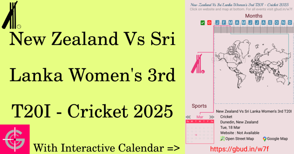 Sport event in 2025, New Zealand Vs Sri Lanka Women's 3rd T20I - Cricket 2025