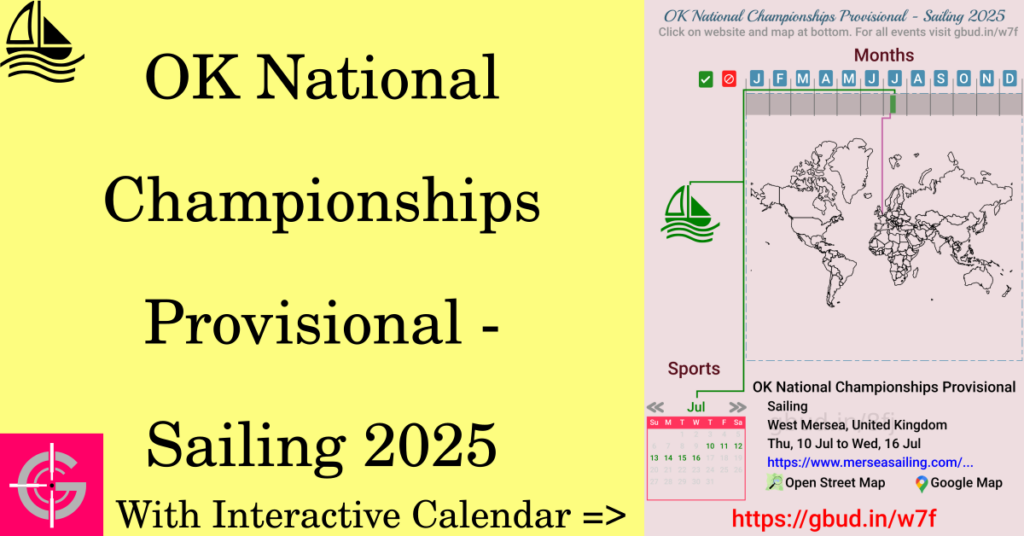 Sport event in 2025, OK National Championships Provisional - Sailing 2025