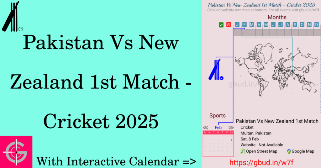 Sport event in 2025, Pakistan Vs New Zealand 1st Match - Cricket 2025