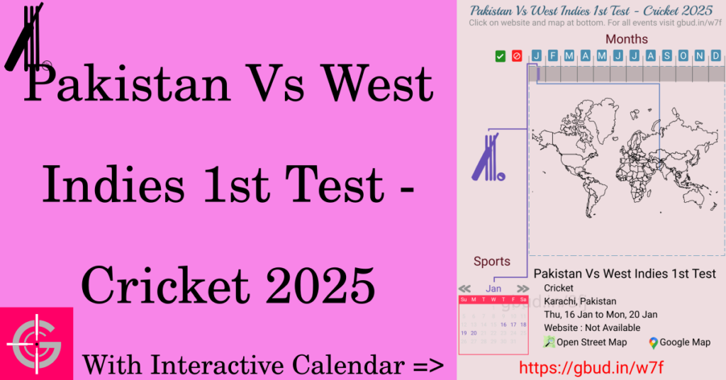 Sport event in 2025, Pakistan Vs West Indies 1st Test - Cricket 2025